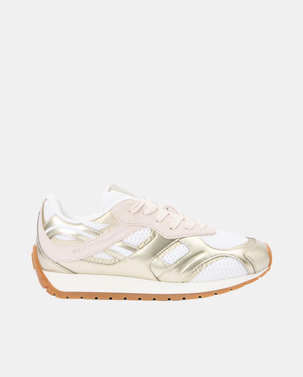 Imagem 0 de Sapatilhas Runner em Mistura de Materiais com Dourado