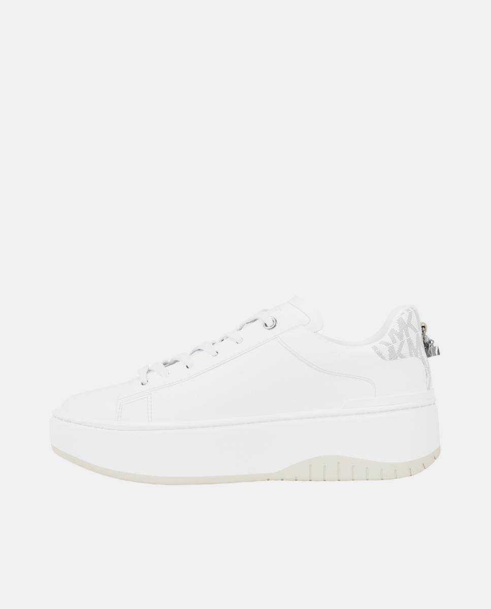 Sapatilhas Flatform Dottie em Pele Branco-2