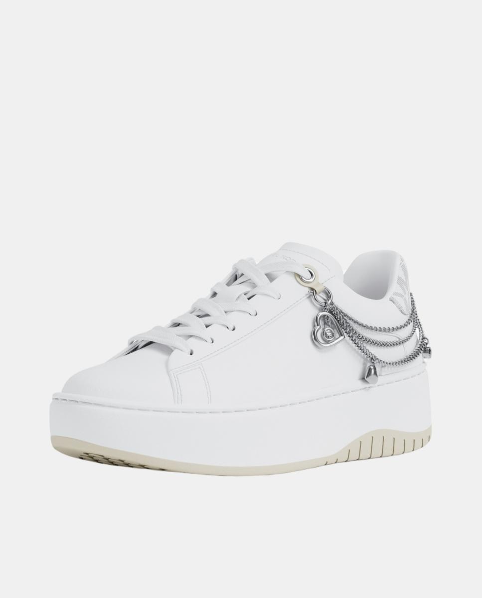 Sapatilhas Flatform Dottie em Pele Branco-5