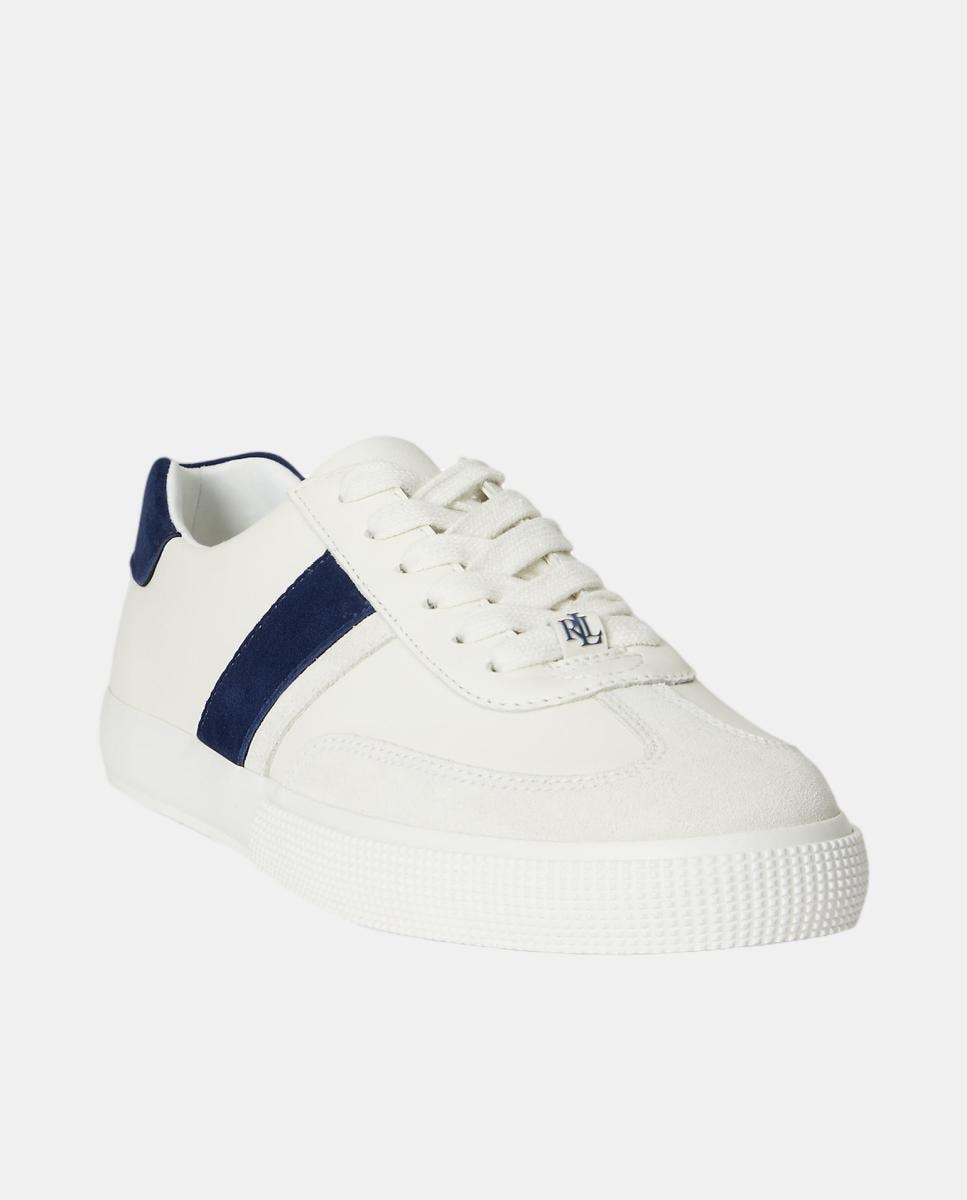Sapatilhas Braylee em Pele com Riscas Laterais Branco-2