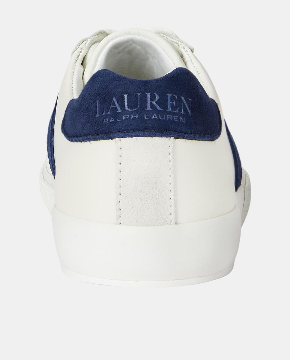 Sapatilhas Braylee em Pele com Riscas Laterais Branco-3