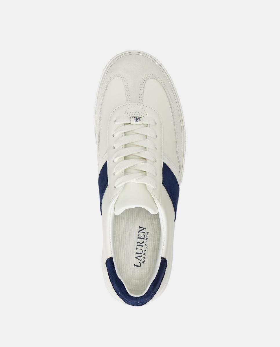 Sapatilhas Braylee em Pele com Riscas Laterais Branco-4