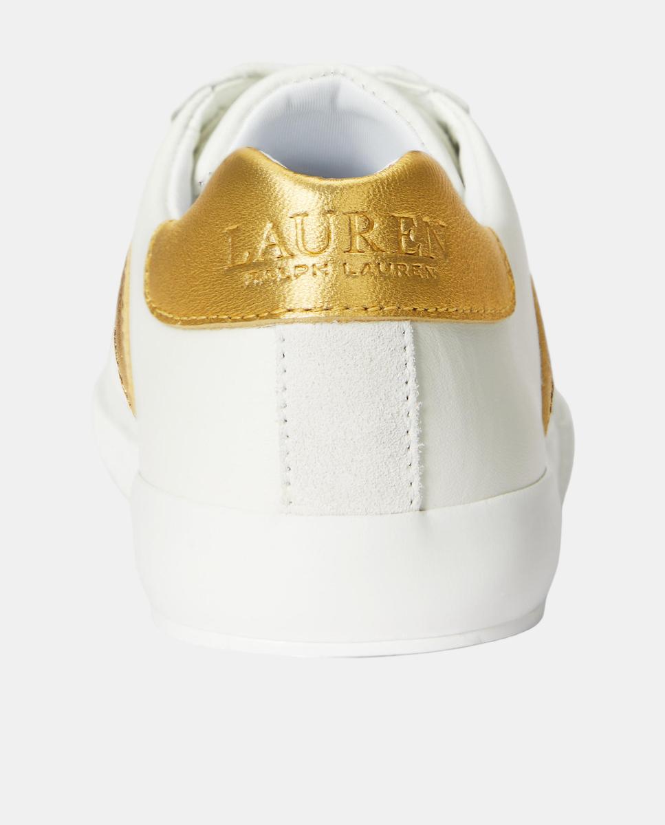 Sapatilhas Braylee em Pele com Riscas Laterais Branco-3