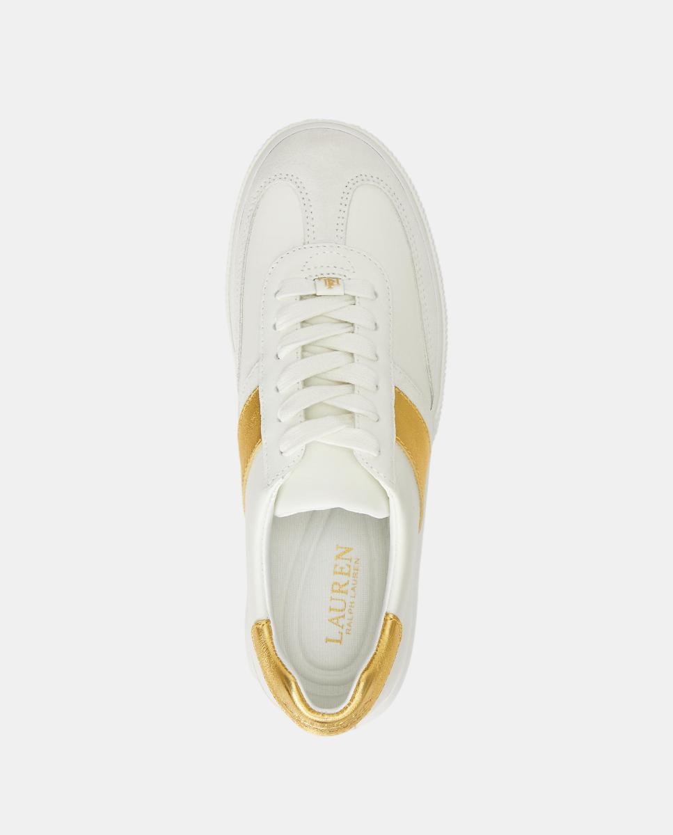 Sapatilhas Braylee em Pele com Riscas Laterais Branco-4