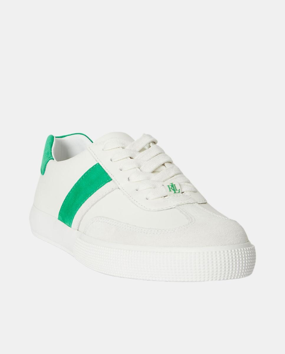 Sapatilhas Braylee em Pele com Riscas Laterais Branco-2