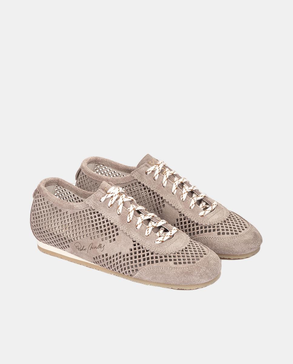 Sapatilhas em Pele. Taupe-2