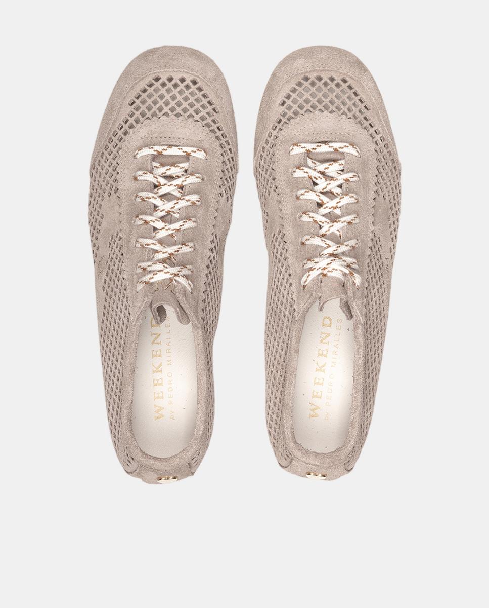 Sapatilhas em Pele. Taupe-3