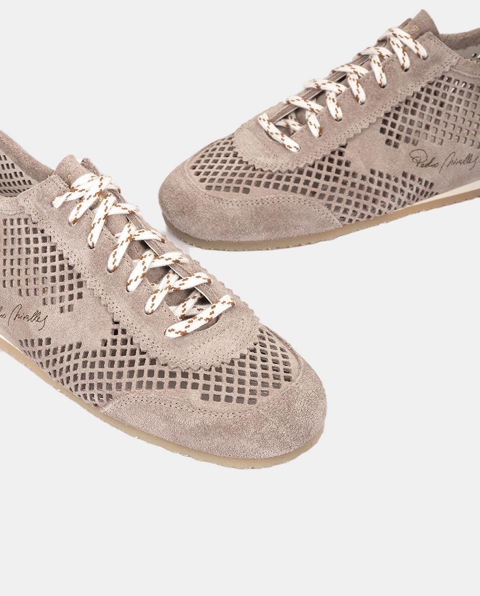 Sapatilhas em Pele. Taupe-4