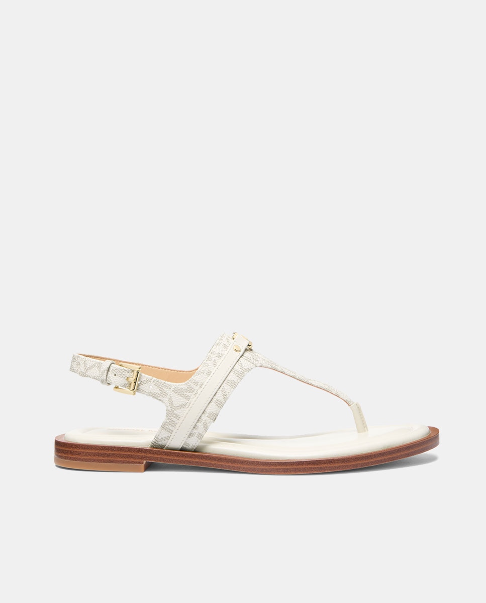 Michael Michael Kors - Sandalias planas Mandy de mujer con estampado logo MK.