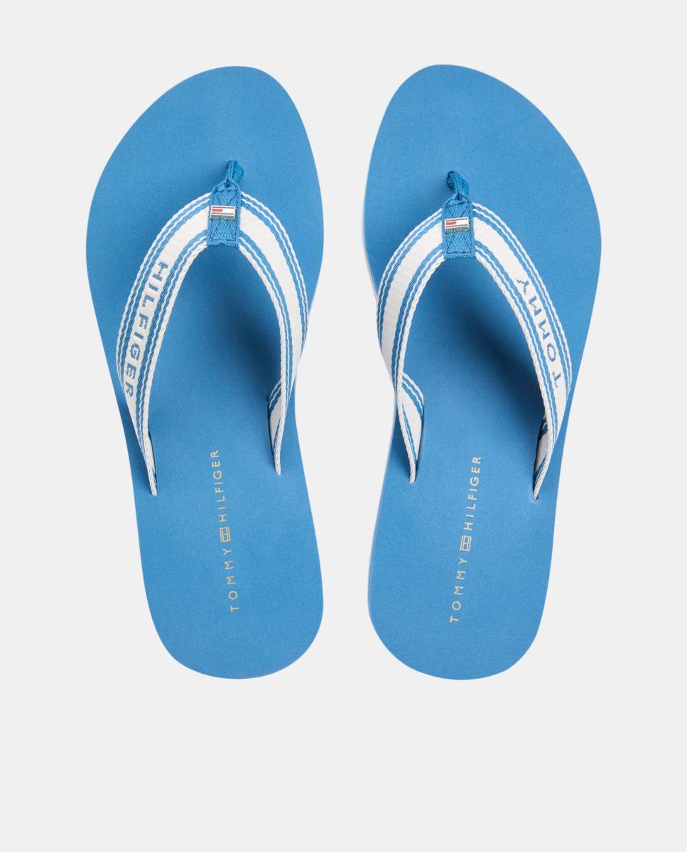 Chinelos de Cunha Média com Logótipo Azul Ciano-5