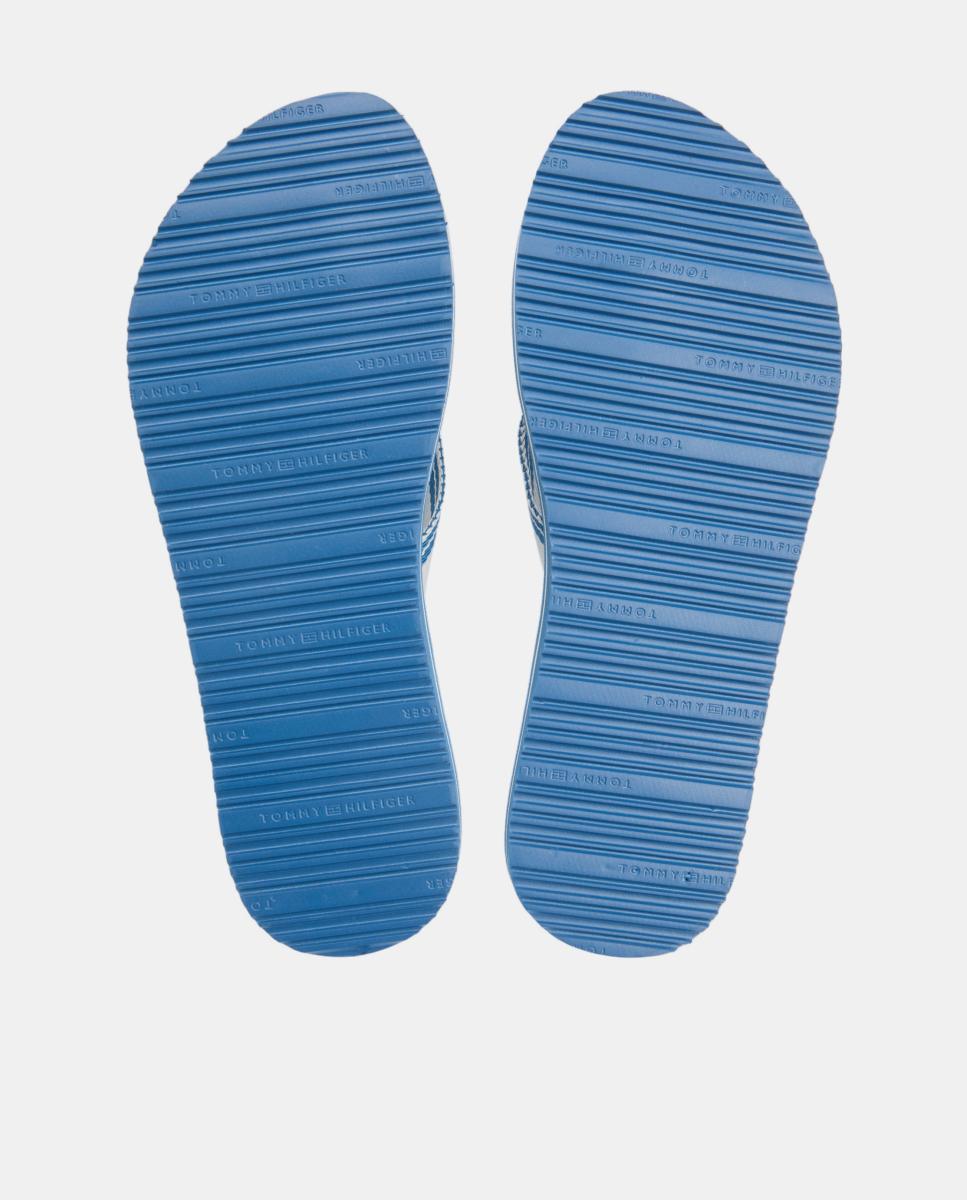 Chinelos Rasos com Logótipo à Frente Azul Ciano-7
