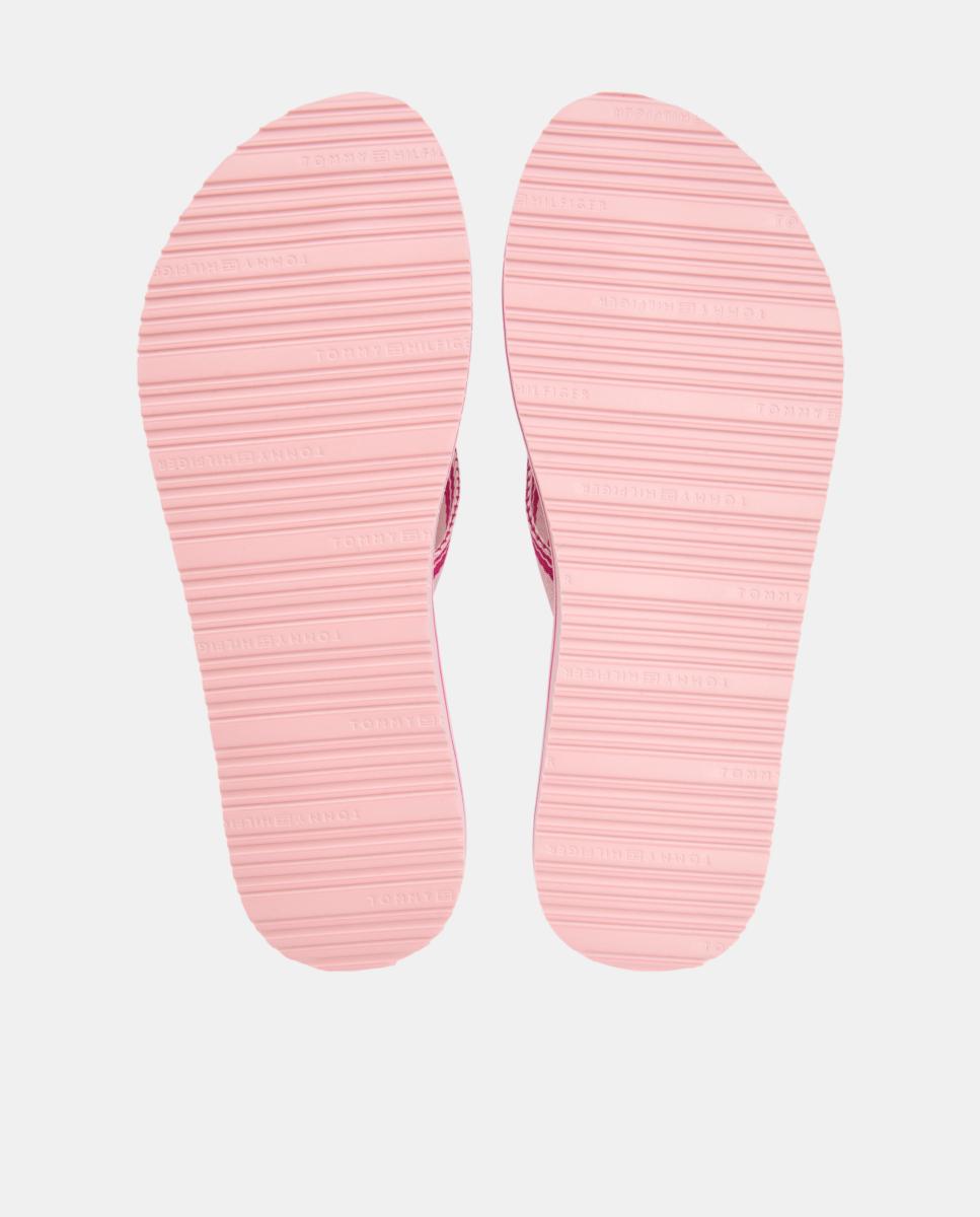 Chinelos Rasos com Logótipo à Frente Rosa-7