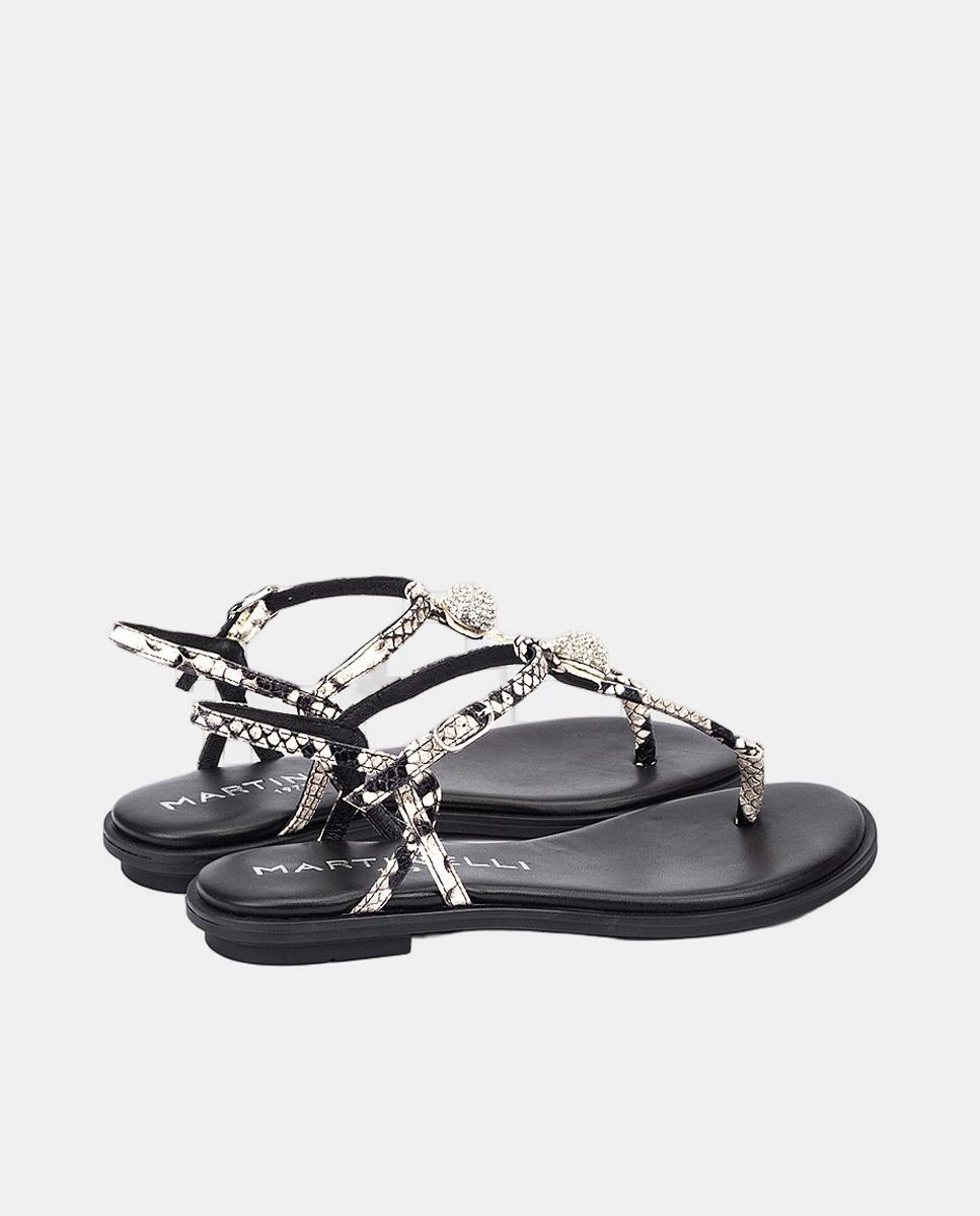 Sandálias Rasas em Pele Preto-4