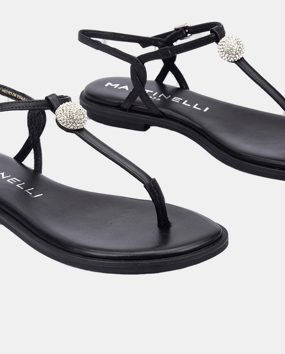 Sandálias Rasas em Pele Preto-2