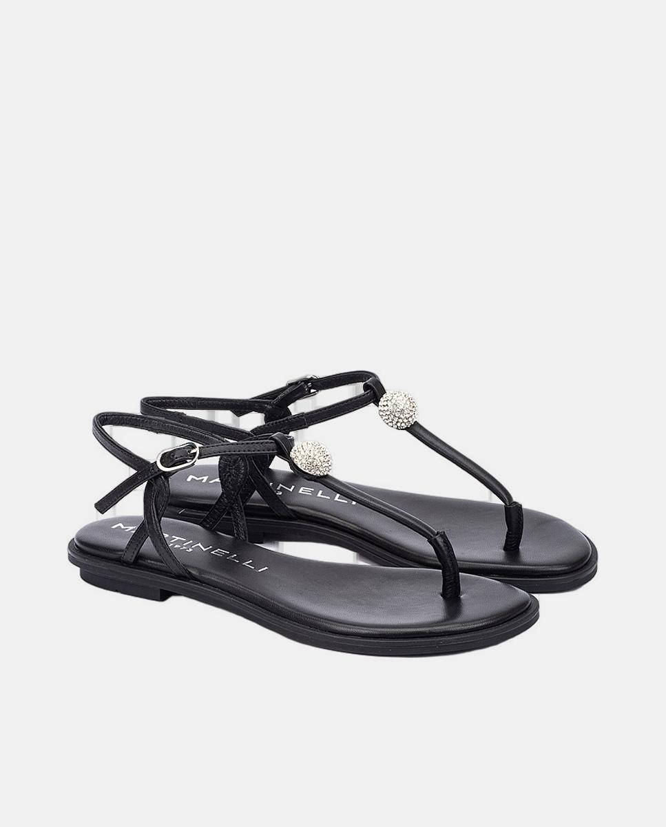 Sandálias Rasas em Pele Preto-3