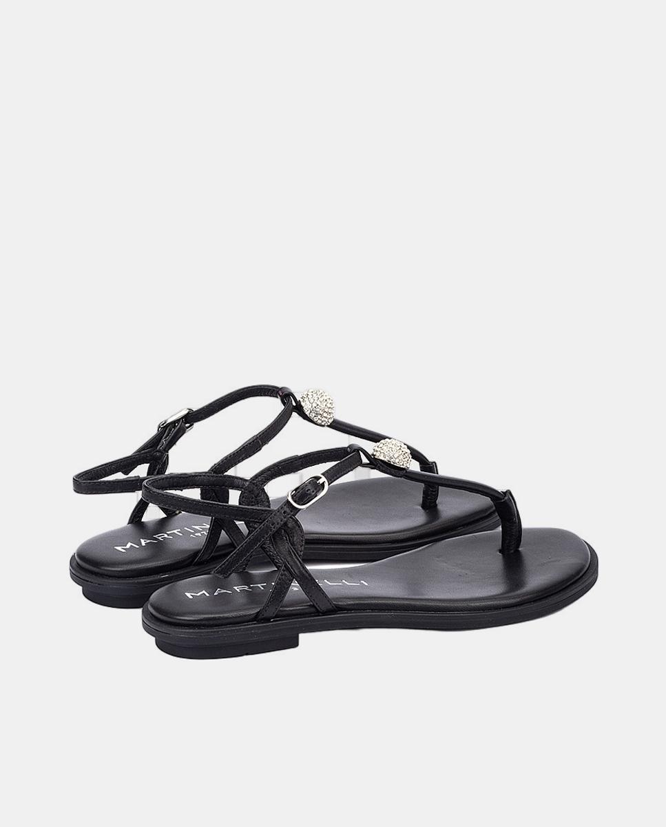 Sandálias Rasas em Pele Preto-4