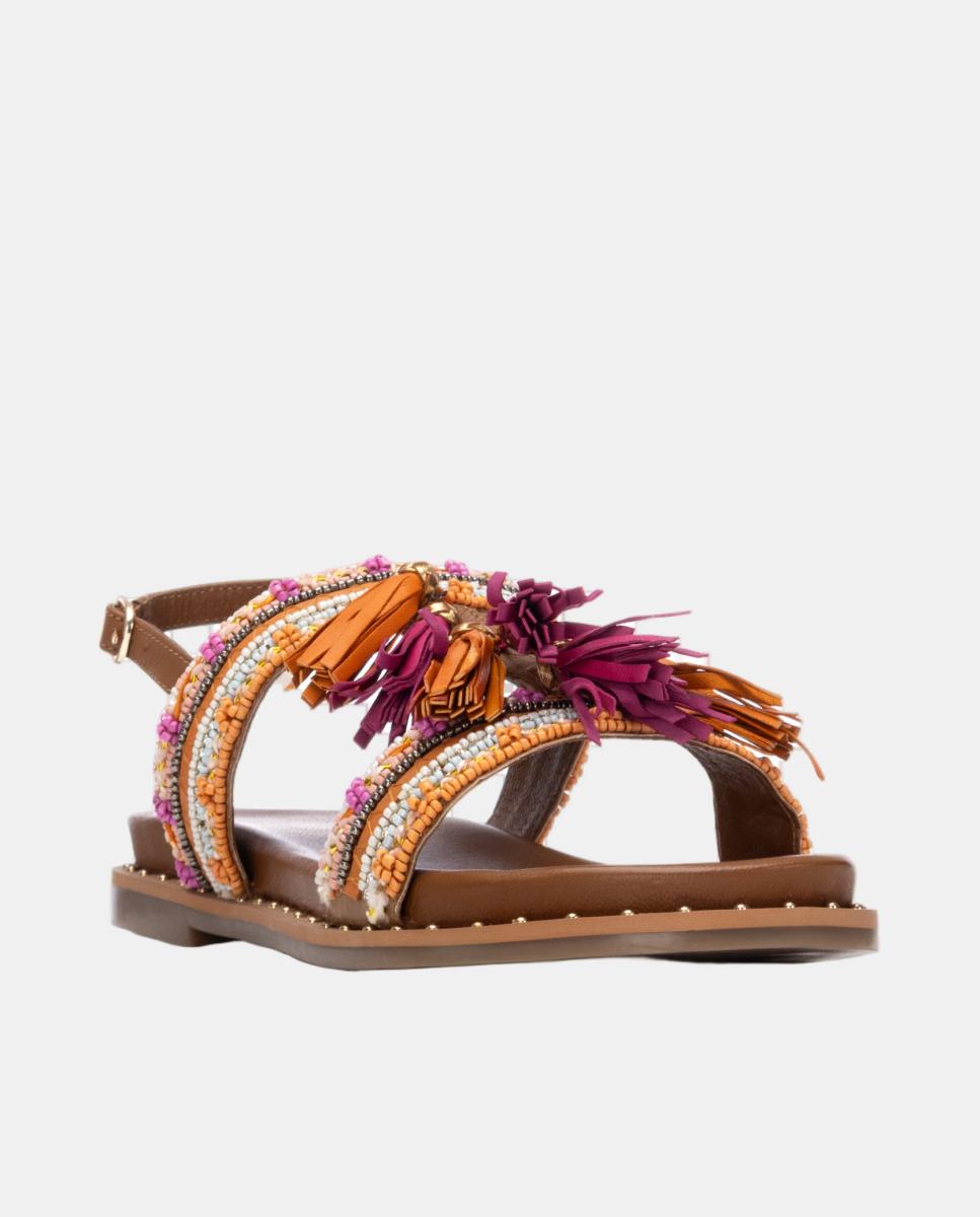 Sandálias em Pele Camel-2