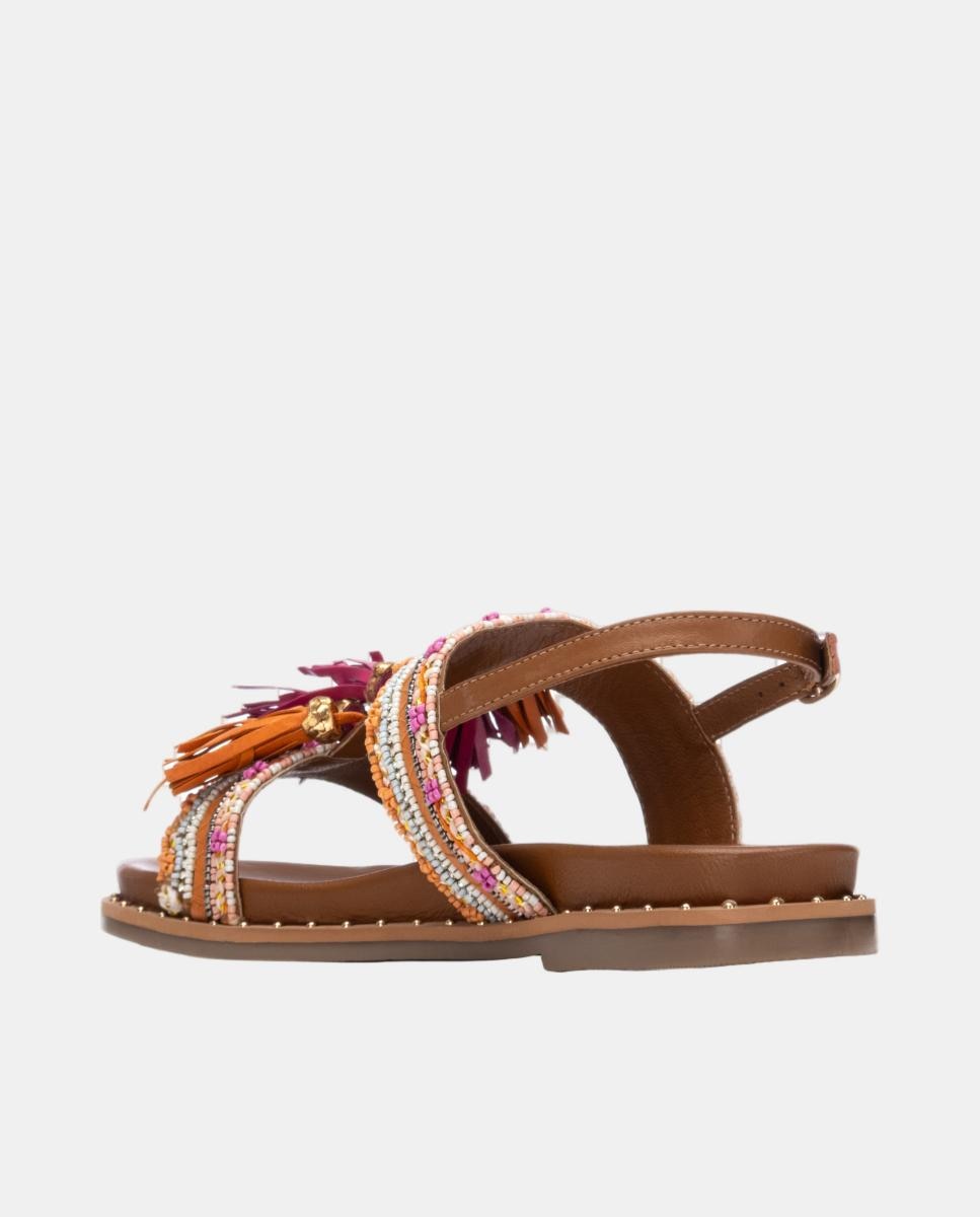 Sandálias em Pele Camel-3