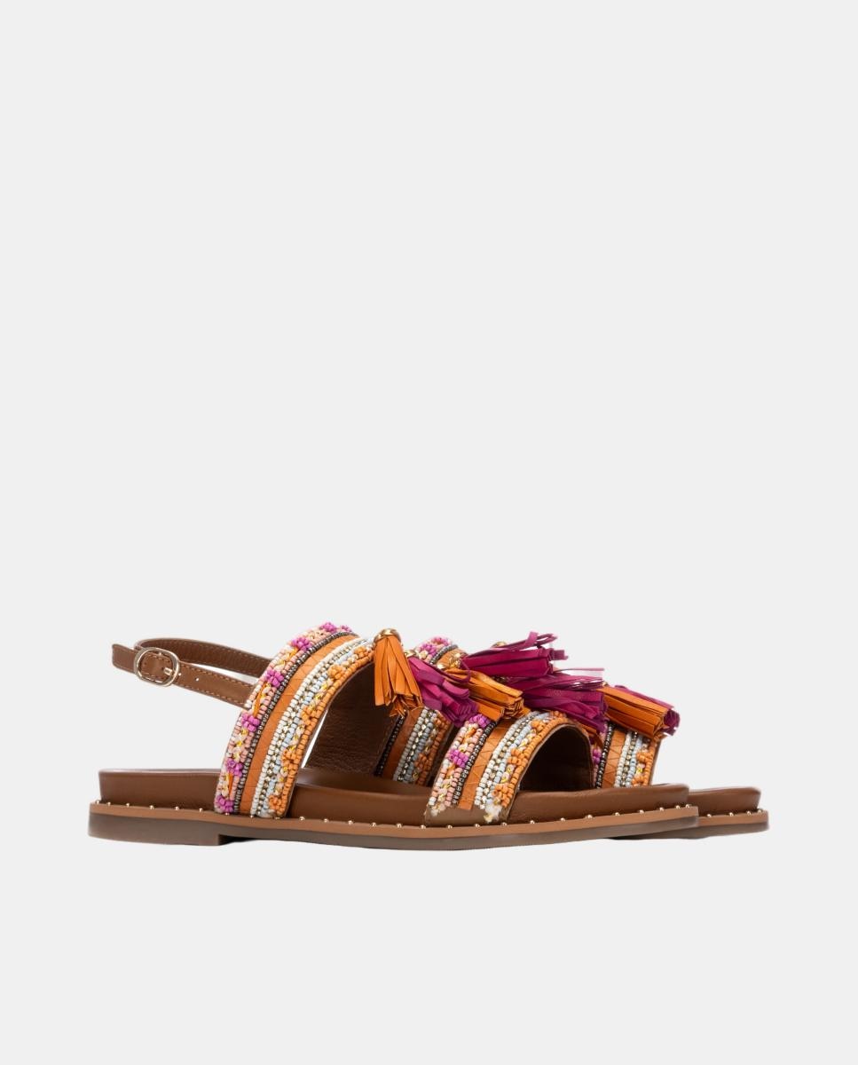 Sandálias em Pele Camel-4