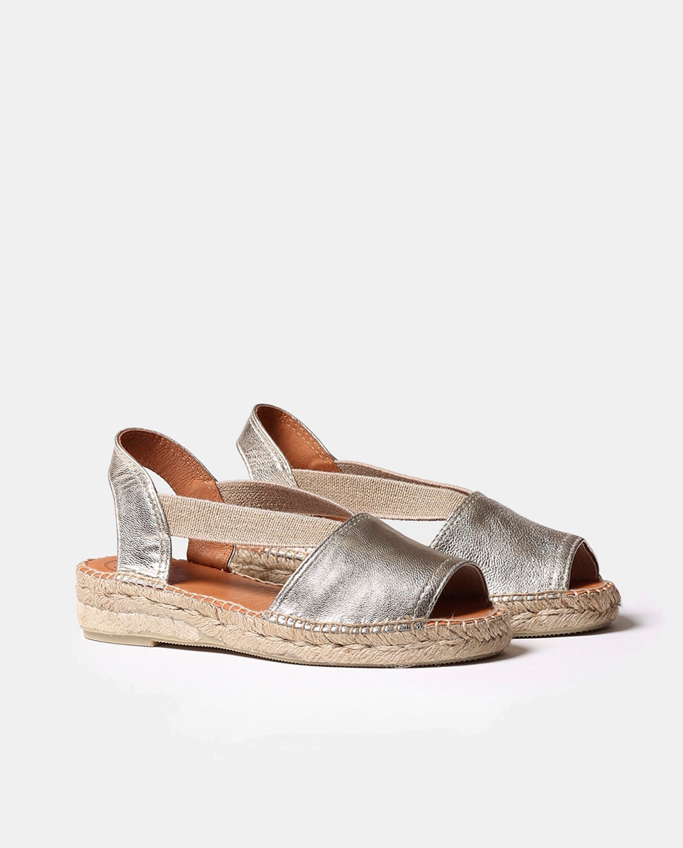 Alpercatas Rasas Etna com Tiras Elásticas e em Pele Platina-4