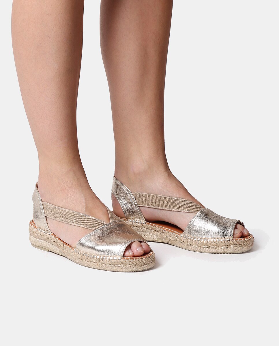 Alpercatas Rasas Etna com Tiras Elásticas e em Pele Platina-6