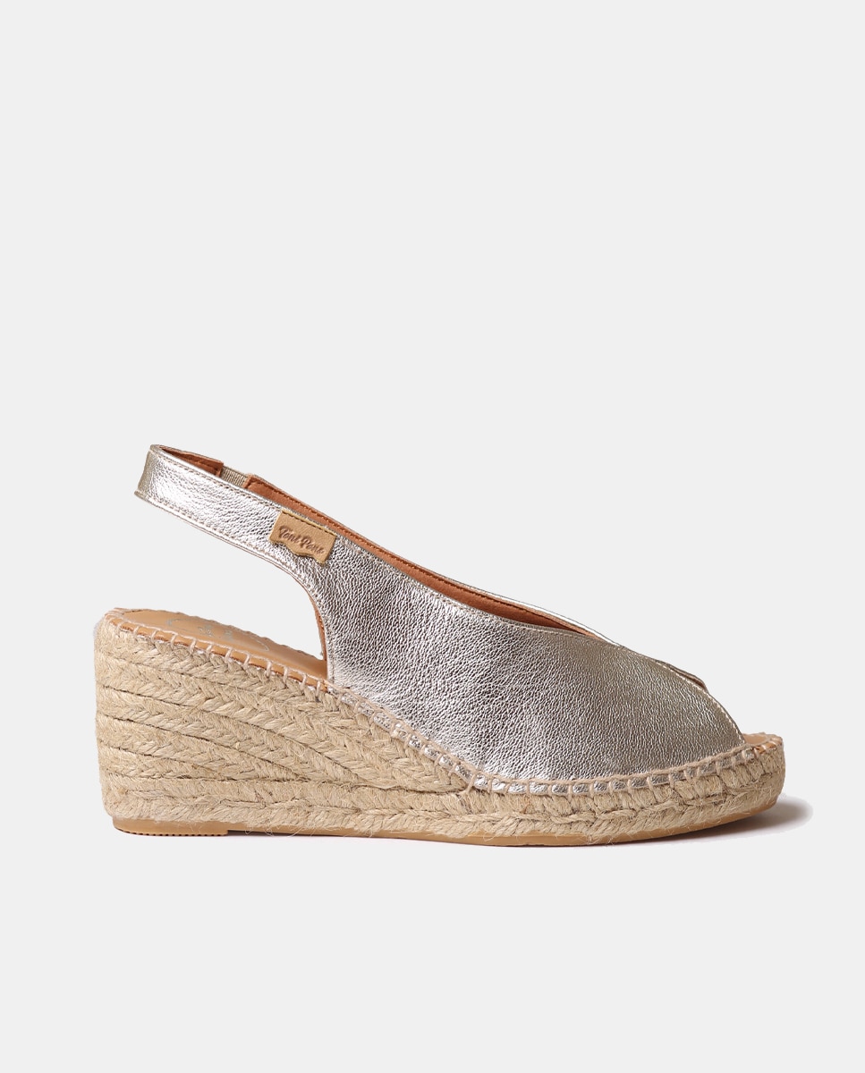 Alpercatas de Cunha Tipo Peep Toe  Prata-1