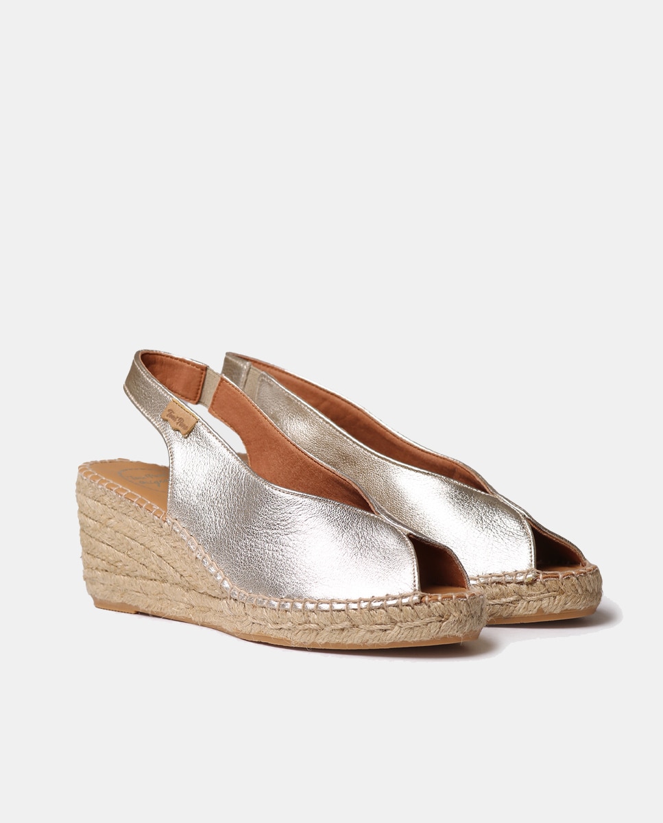 Alpercatas de Cunha Tipo Peep Toe  Prata-2