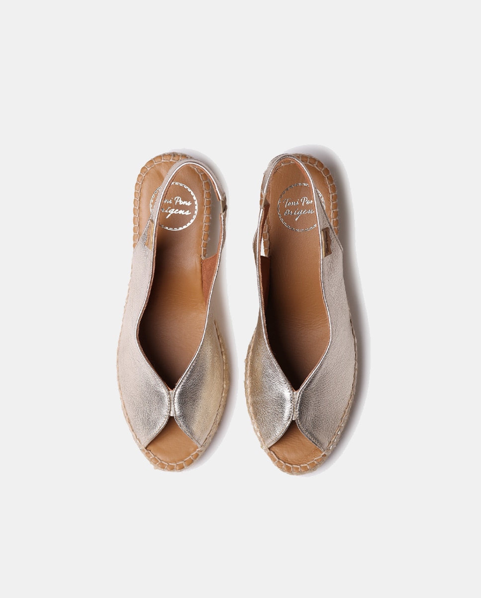 Alpercatas de Cunha Tipo Peep Toe  Prata-3