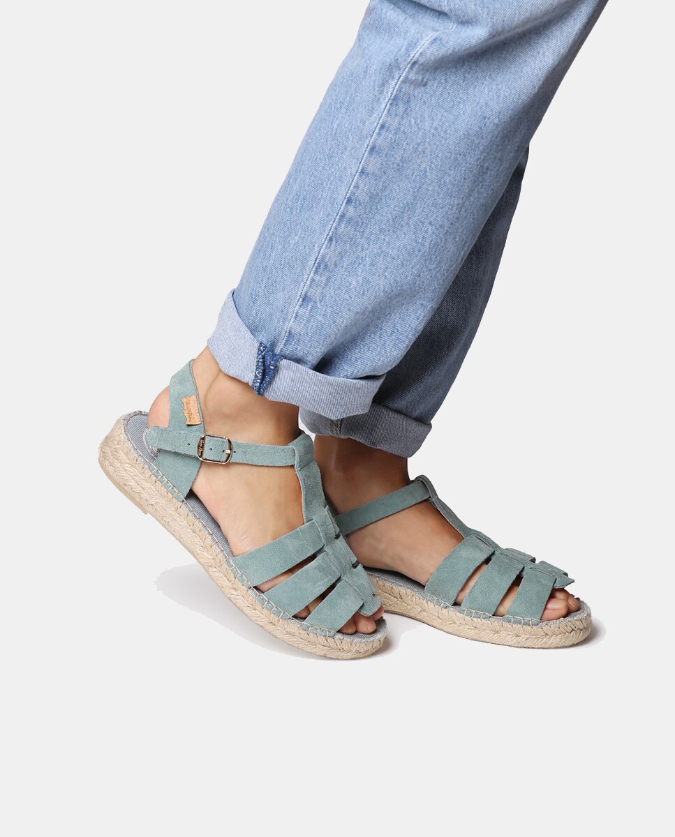 Sandalias cangrejeras planas de mujer en ante · Toni Pons · El