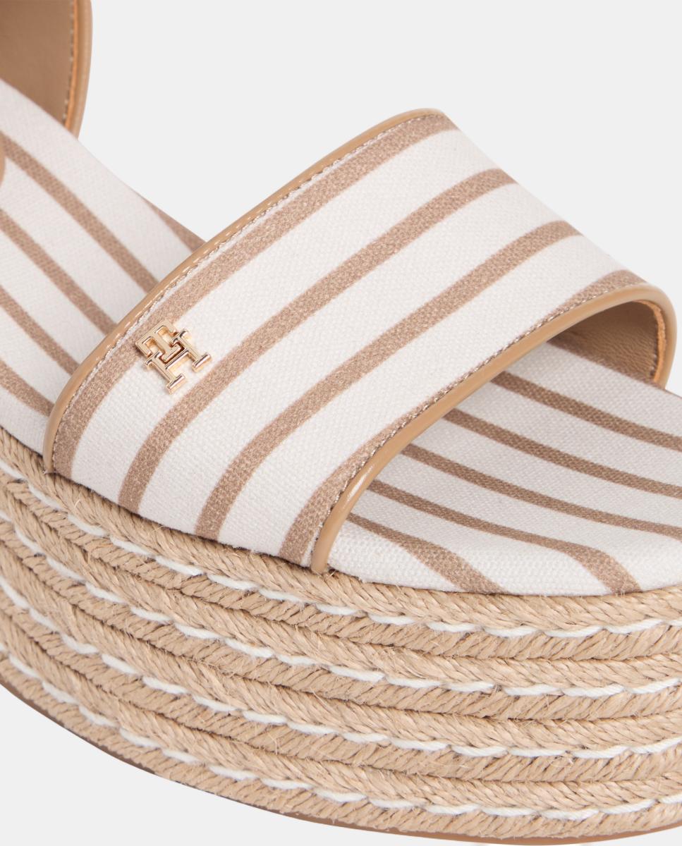 Sandálias de Plataforma de Juta com Logótipo Bege-2