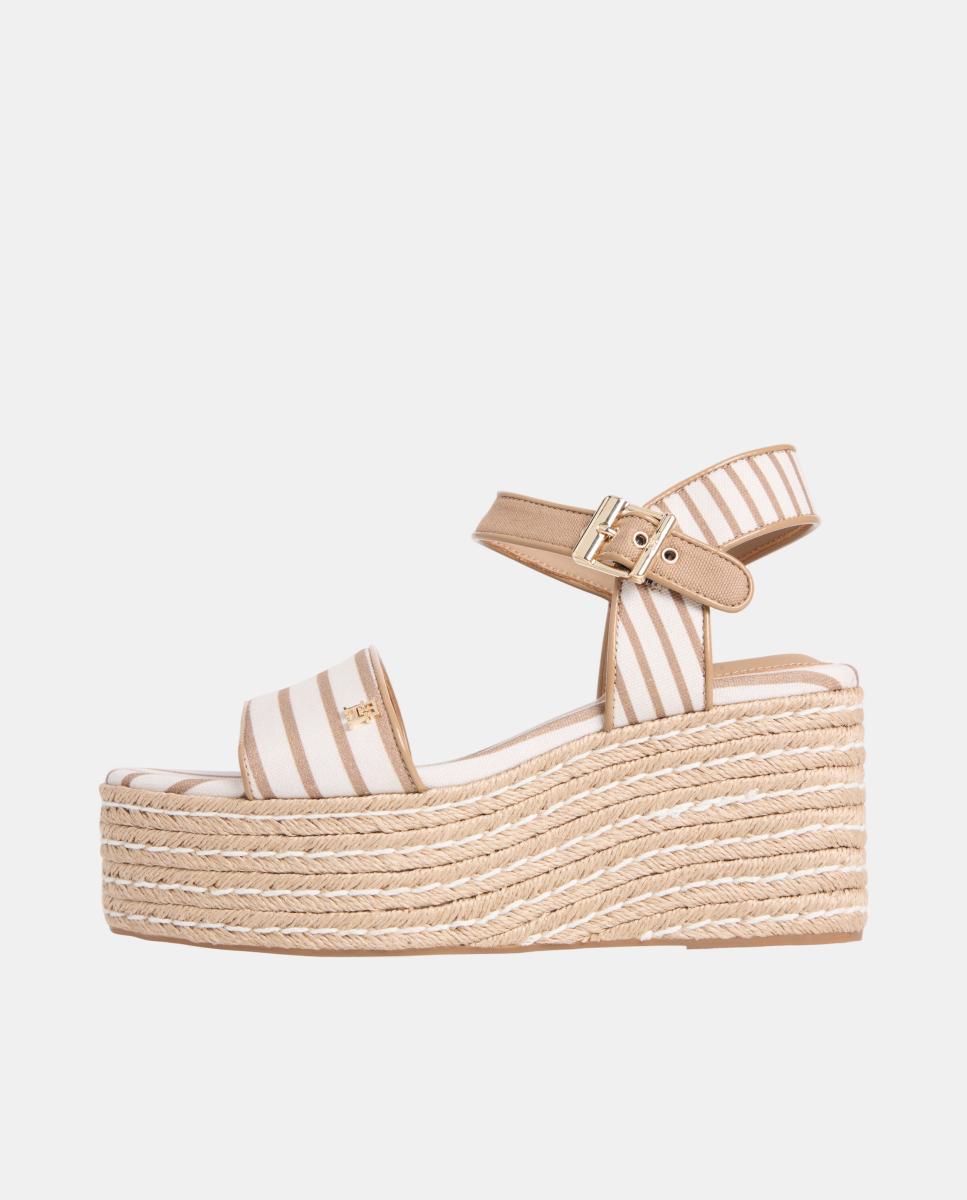 Sandálias de Plataforma de Juta com Logótipo Bege-3
