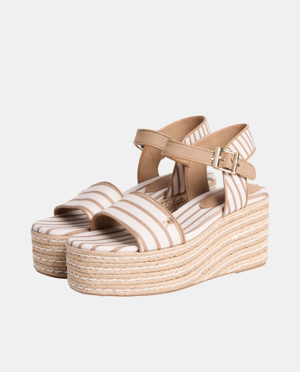 Sandálias de Plataforma de Juta com Logótipo Bege-4