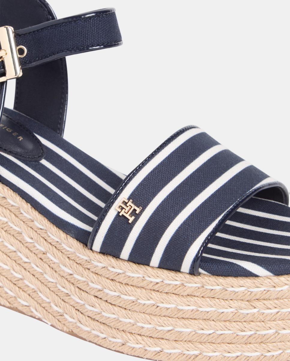 Sandálias de Plataforma de Juta com Logótipo Azul-marinho-2