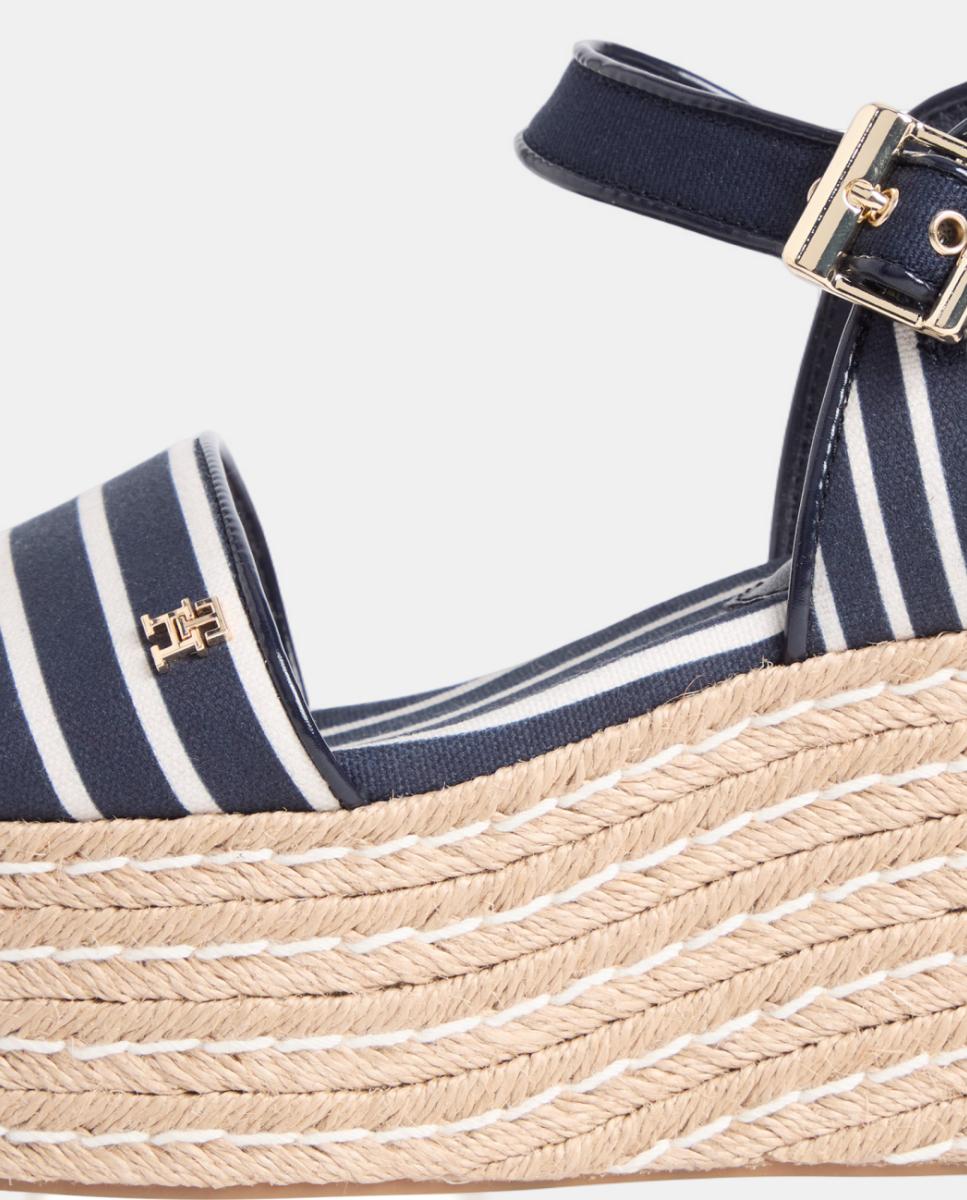 Sandálias de Plataforma de Juta com Logótipo Azul-marinho-3