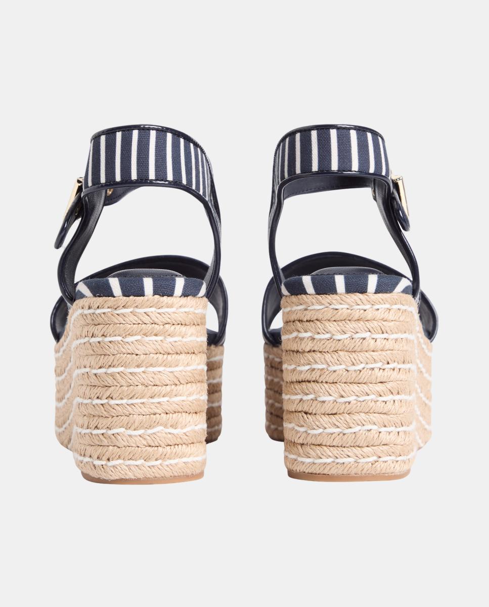 Sandálias de Plataforma de Juta com Logótipo Azul-marinho-5