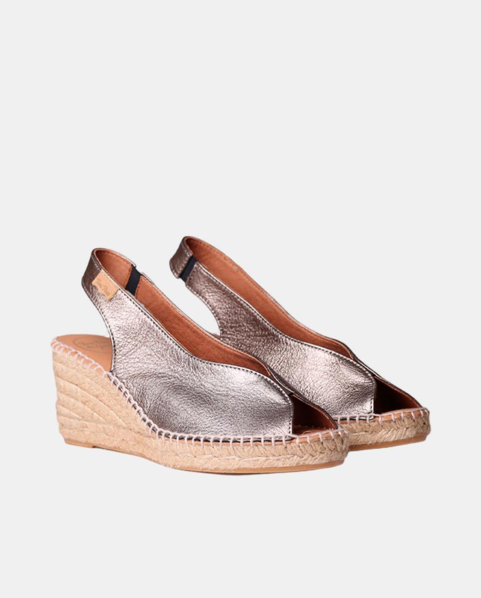 Alpercatas de Cunha Tipo Peep Toe Prata-2