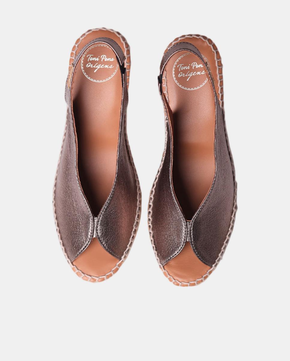 Alpercatas de Cunha Tipo Peep Toe Prata-3
