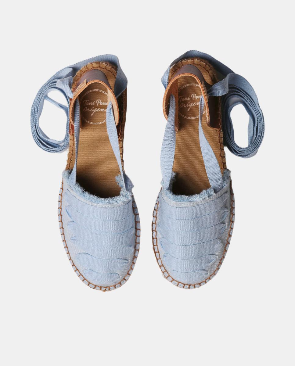 Alpercatas Rasas com Cinco Veios Azul-claro-3