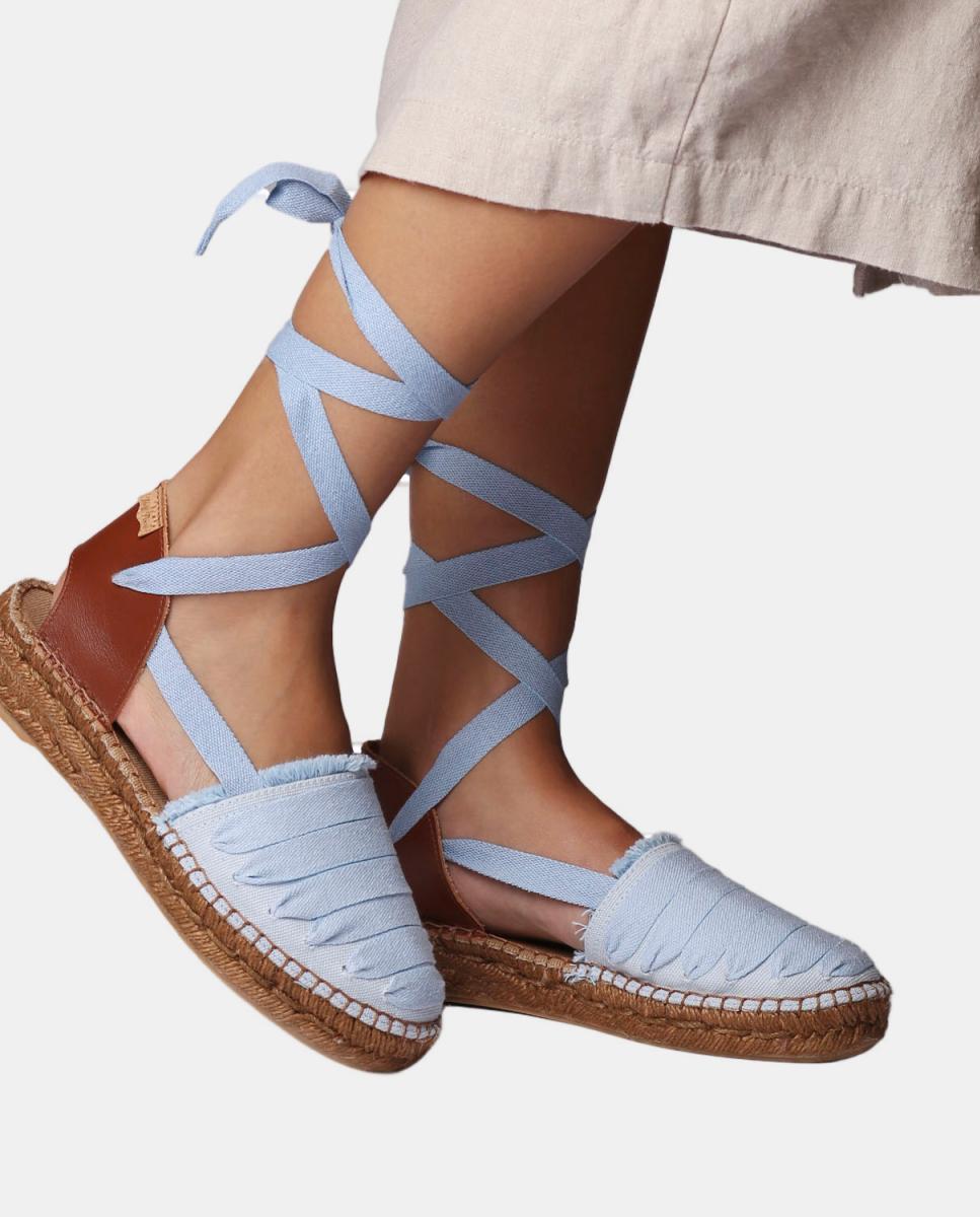 Alpercatas Rasas com Cinco Veios Azul-claro-4