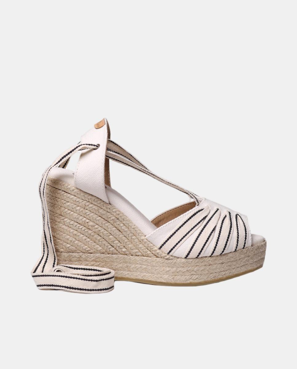 Toni Pons - Alpargata de cuña estilo peep toe con vetas.