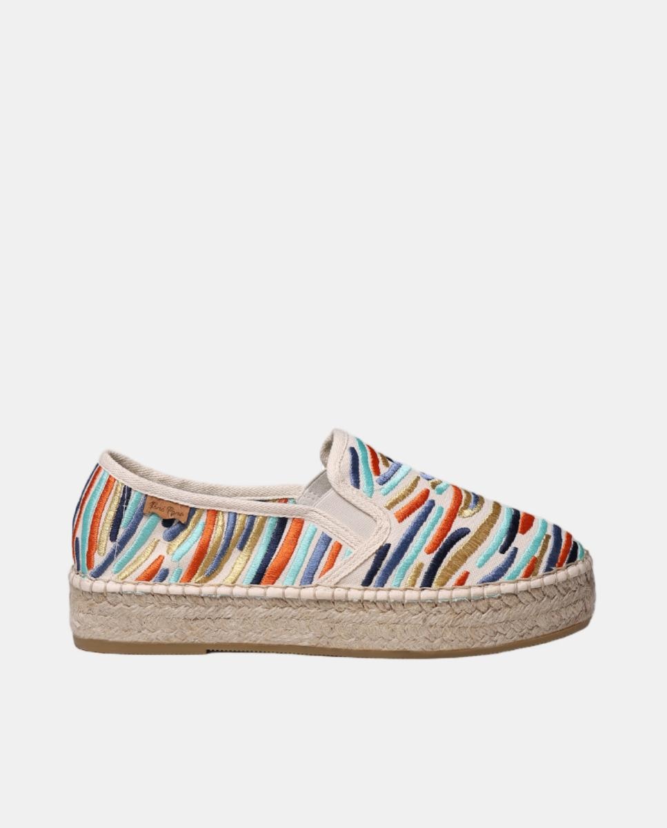 Toni Pons - Alpargata cerrada de algodón bordada multicolor |.