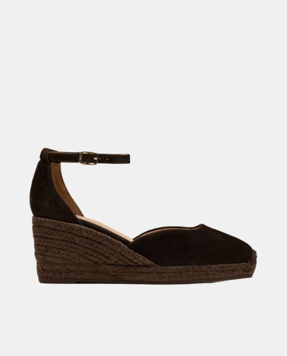 Alpargatas de cuña monocromáticas en piel - Gaimo - Marrón chocolate Marrón chocolate-1