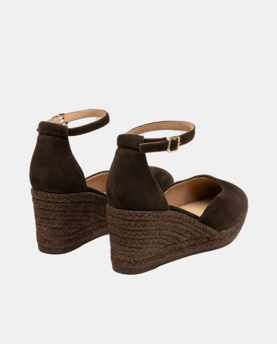 Alpargatas de cuña monocromáticas en piel - Gaimo - Marrón chocolate Marrón chocolate-2