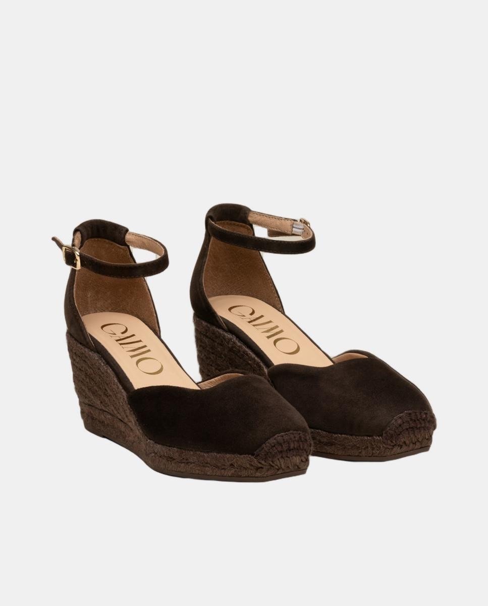 Alpargatas de cuña monocromáticas en piel - Gaimo - Marrón chocolate Marrón chocolate-4