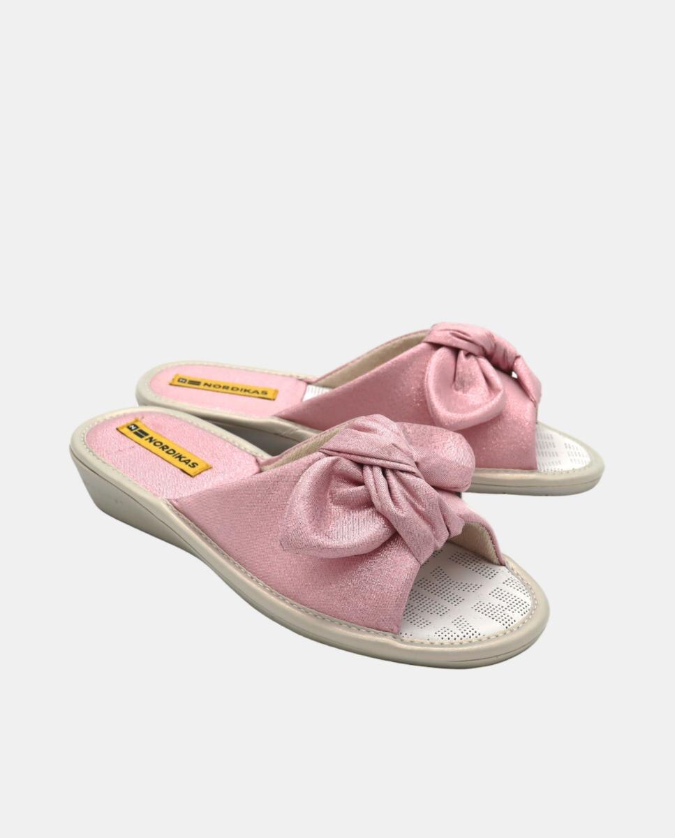 Chinelos de Quarto em Tecido Rosa-pastilha-2