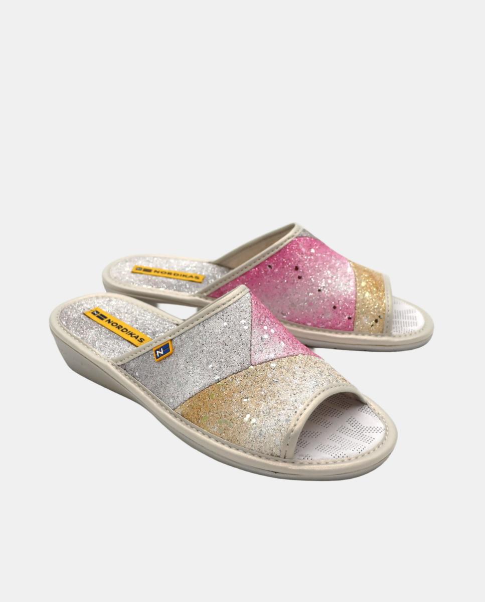 Chinelos de Quarto em Material de Têxtil com Glitter Multicolor-2