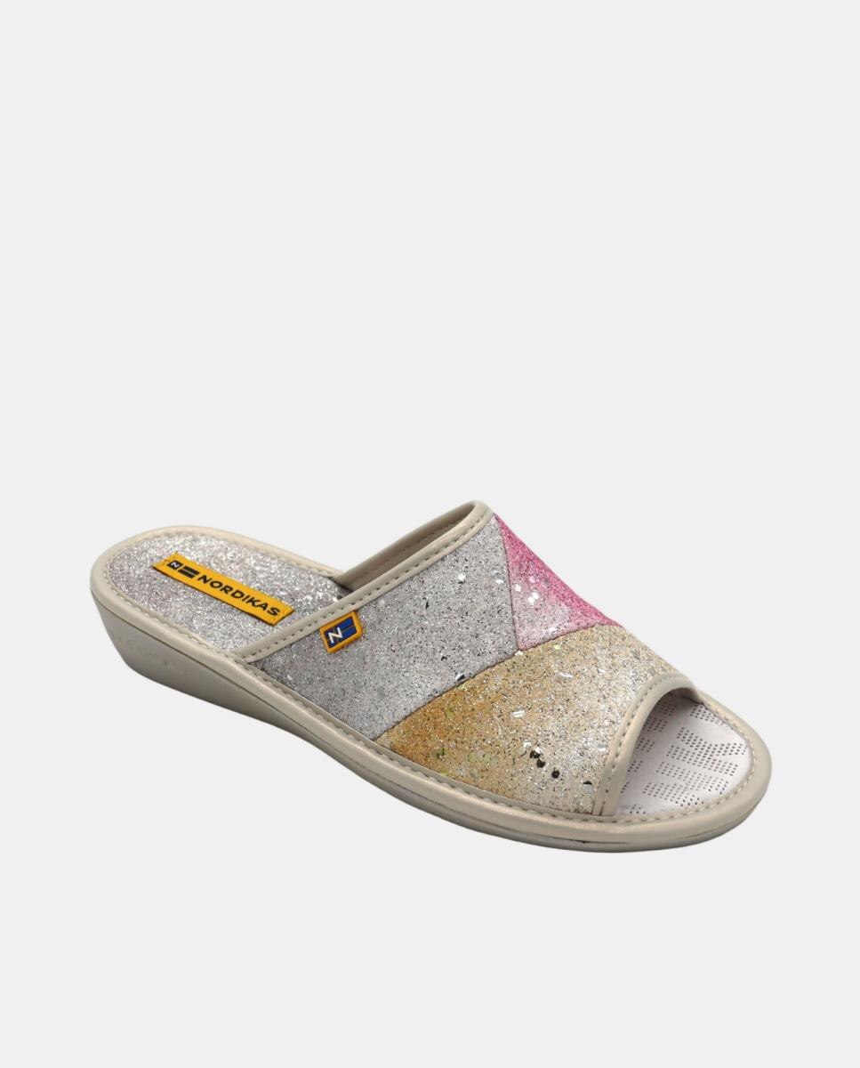Chinelos de Quarto em Material de Têxtil com Glitter Multicolor-5