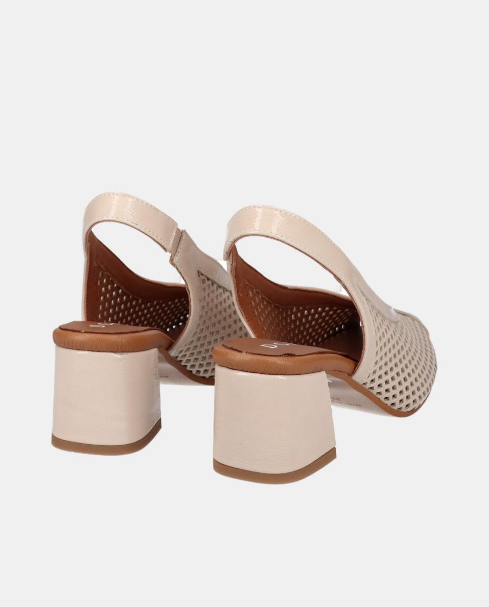 Sapatos de Salto Peeptoes em Pele Envernizada Recortada - Azul-Marinho Rosa Nude-3