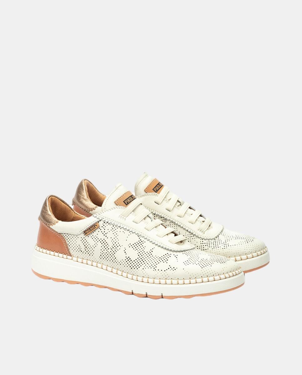 Sapatilhas em Pele - Castanho Branco-4