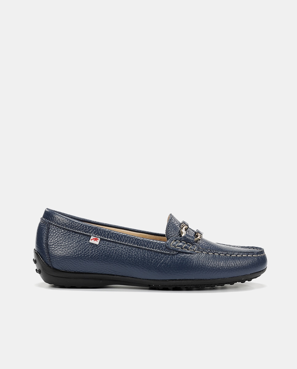 Fluchos - Mocasín de mujer en piel con adorno.